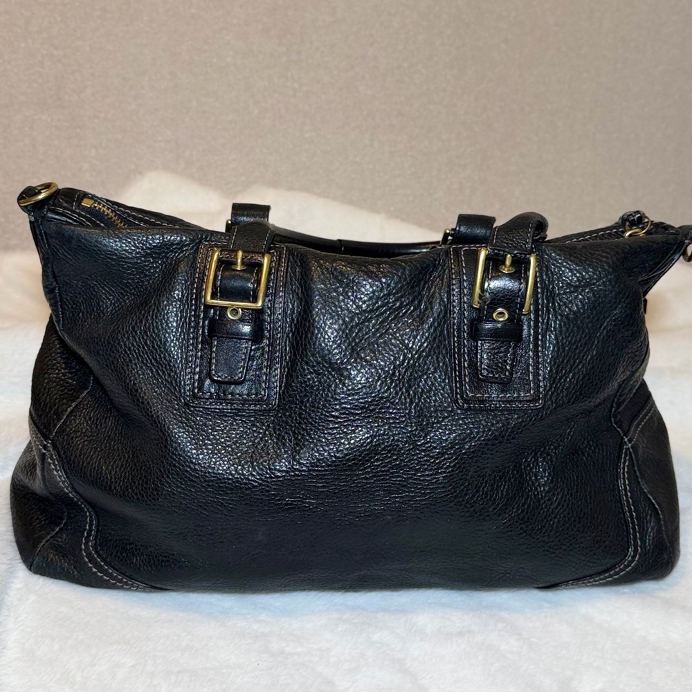 Coach Hamilton Large Black Leather Satchel Bag F12444 - Picture 4 of 11